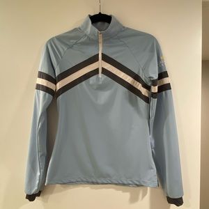 Light Blue Half-Zip Performance Top with Chevron Stripes